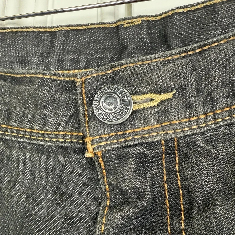 Levis 569 Baggy Jeans 38/32 (39/29.5) Black Washed Grunge Wide Y2K Flap Pocket